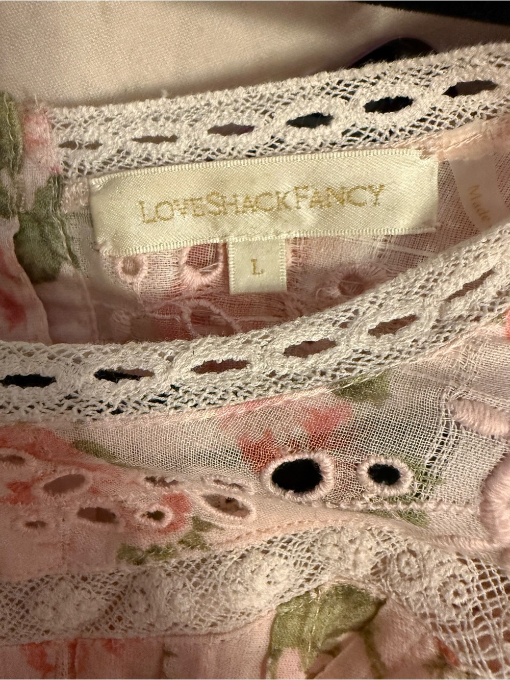 LoveShackFancy Pink Floral Eyelet Mini Dress - Picture 6 of 6